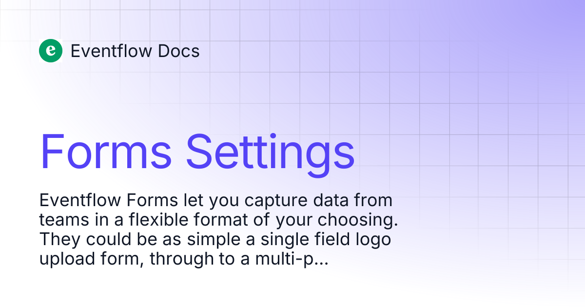 Forms Settings | Eventflow Docs