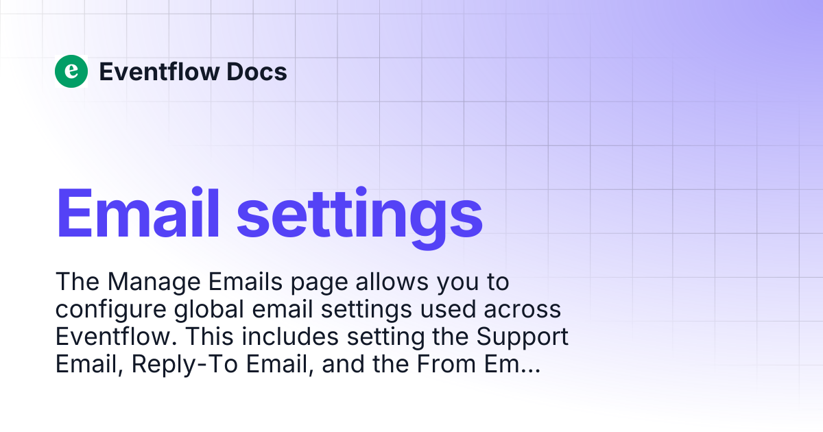 Email settings | Eventflow Docs