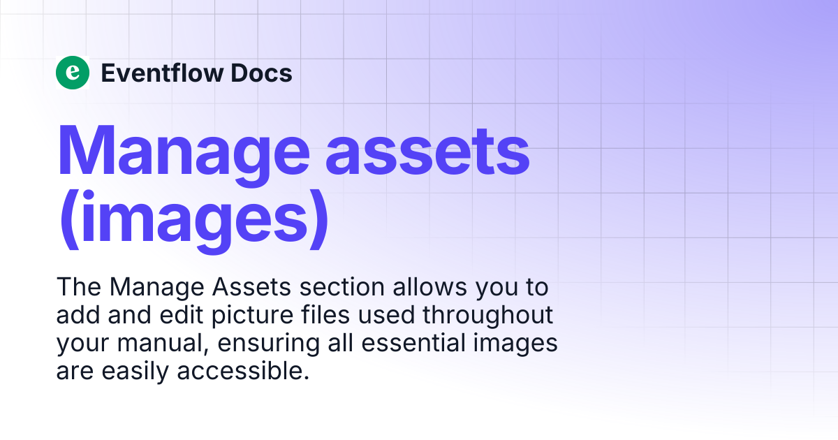 Manage assets (images) | Eventflow Docs